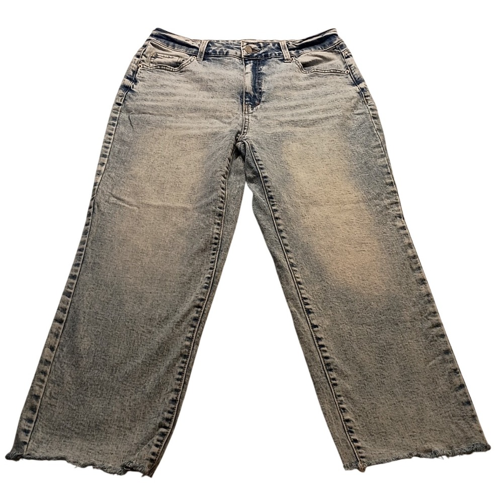 Time and Tru Jeans Women's Acid Wash Frayed Hem Blue Pants High Rise Size 10